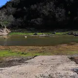 The Colorado River boat ramp at Colorado Bend State Park