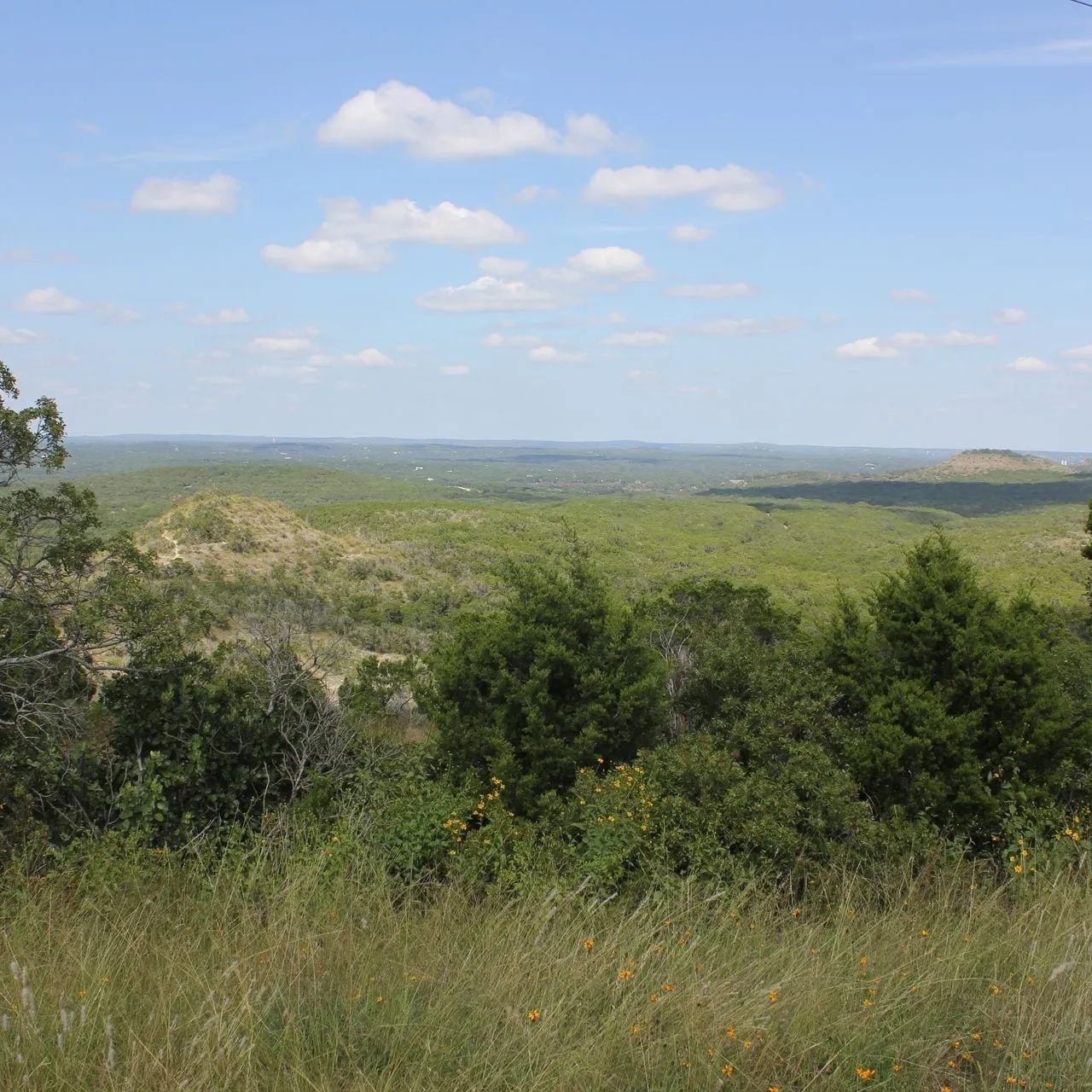 Scenic overlook of the Hill Country from Devil's Backbone ridge