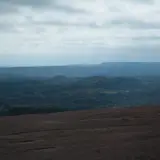 Panoramic view from the summit of Enchanted Rock looking toward the park entrance