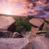 Warm sunset light over Enchanted Rock State Natural Area