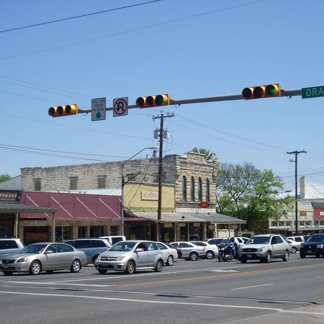 Historic Main Street in Fredericksburg, Texas, a hub for food and wine festivals