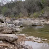 The designated swimming area along the Pedernales River in Pedernales Falls State Park