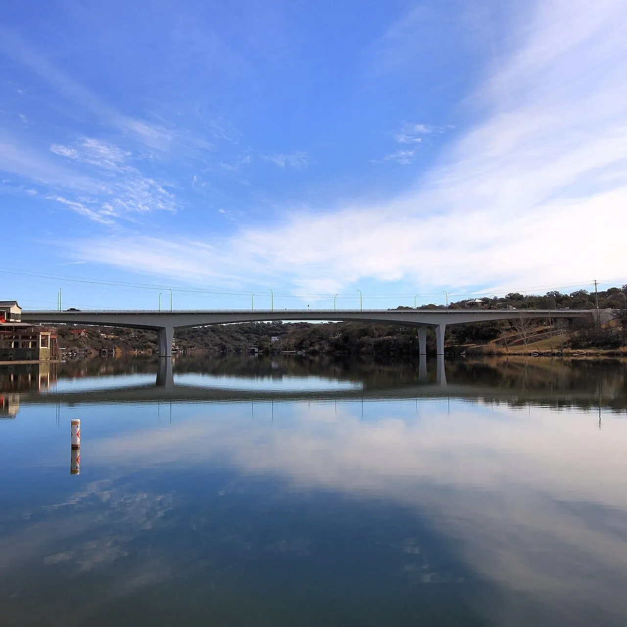 Lake Marble Falls with the Texas Hill Country landscape in the background