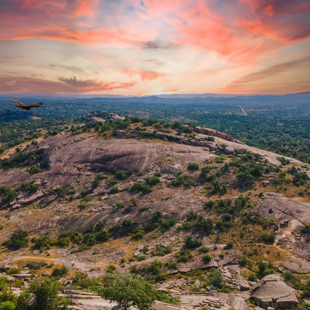 Landscape view of Enchanted Rock in Fredericksburg